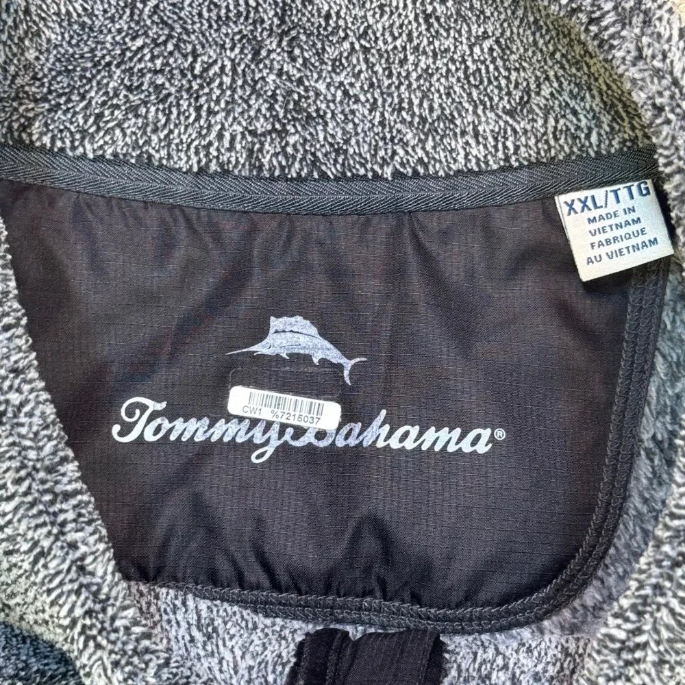 Tommy Bahama Cascade Fleece Vest‎ Mens XXL Gray Full Zip Marlin Logo Pockets